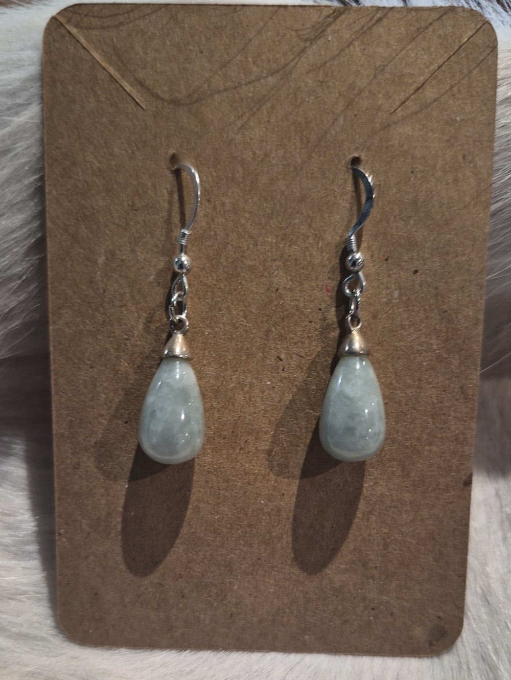 Light Green/Grey Teardrop Dangle Earrings